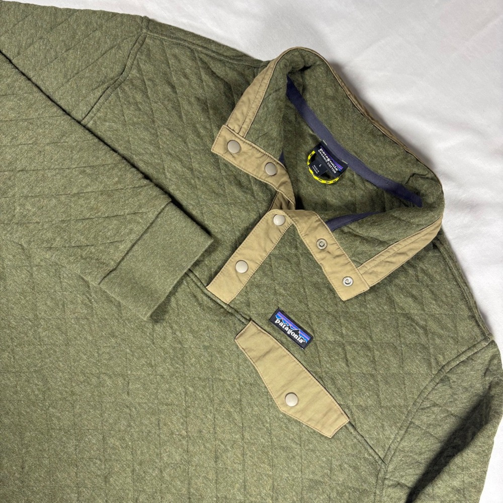 Patagonia Cotton Quilt Snap-T Pullover Mens Large Green 25371 FA19 Quilted L